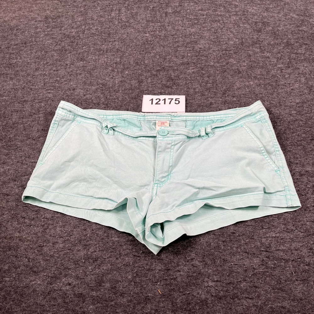 Mossimo Supply Co Chino Shorts Womens 16 Green Cotton Stretch Flat Front Casual